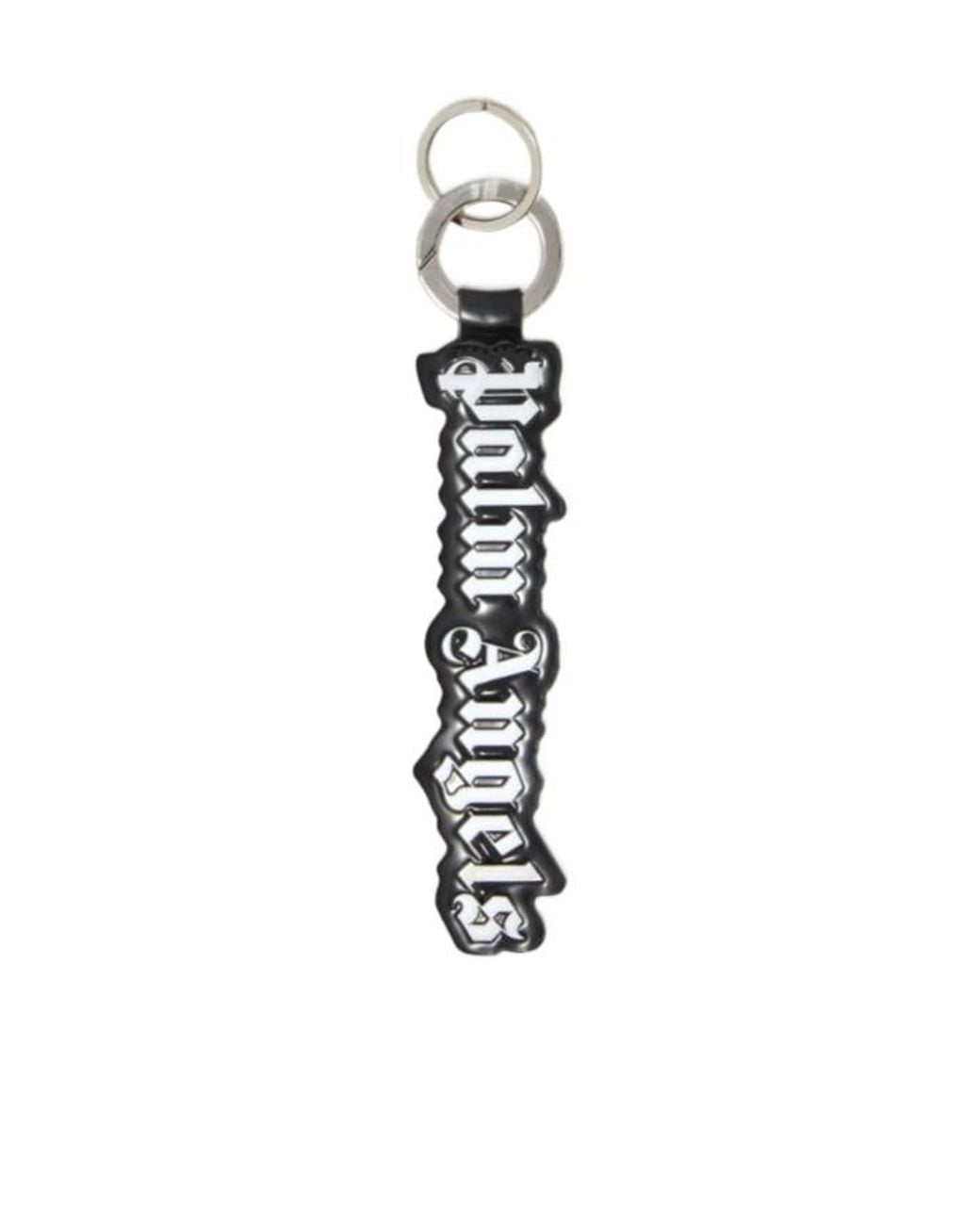 Palm Angels White Logo Embossed Key Ring for men