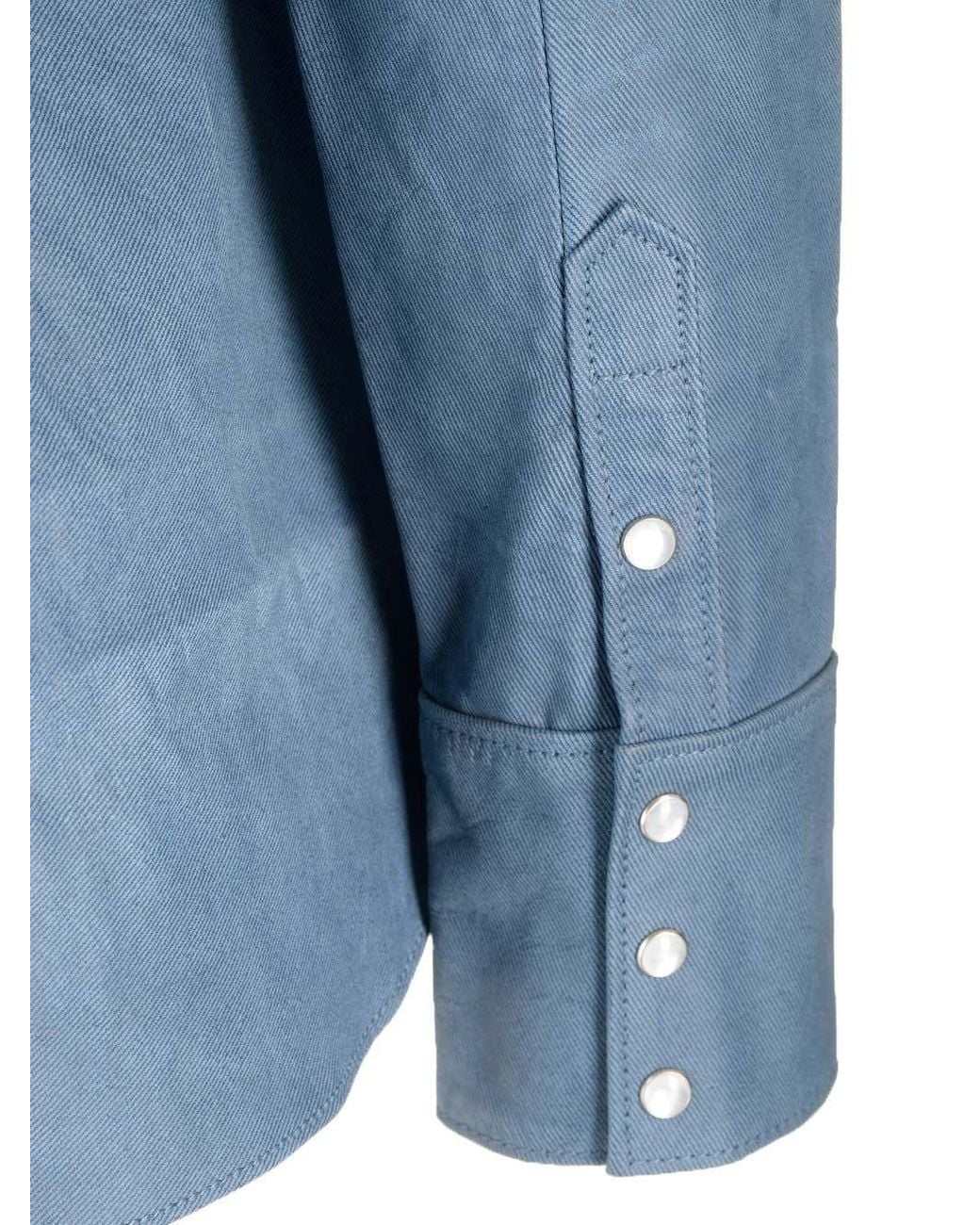 Stand Studio Blue Western Style Leather Shirt