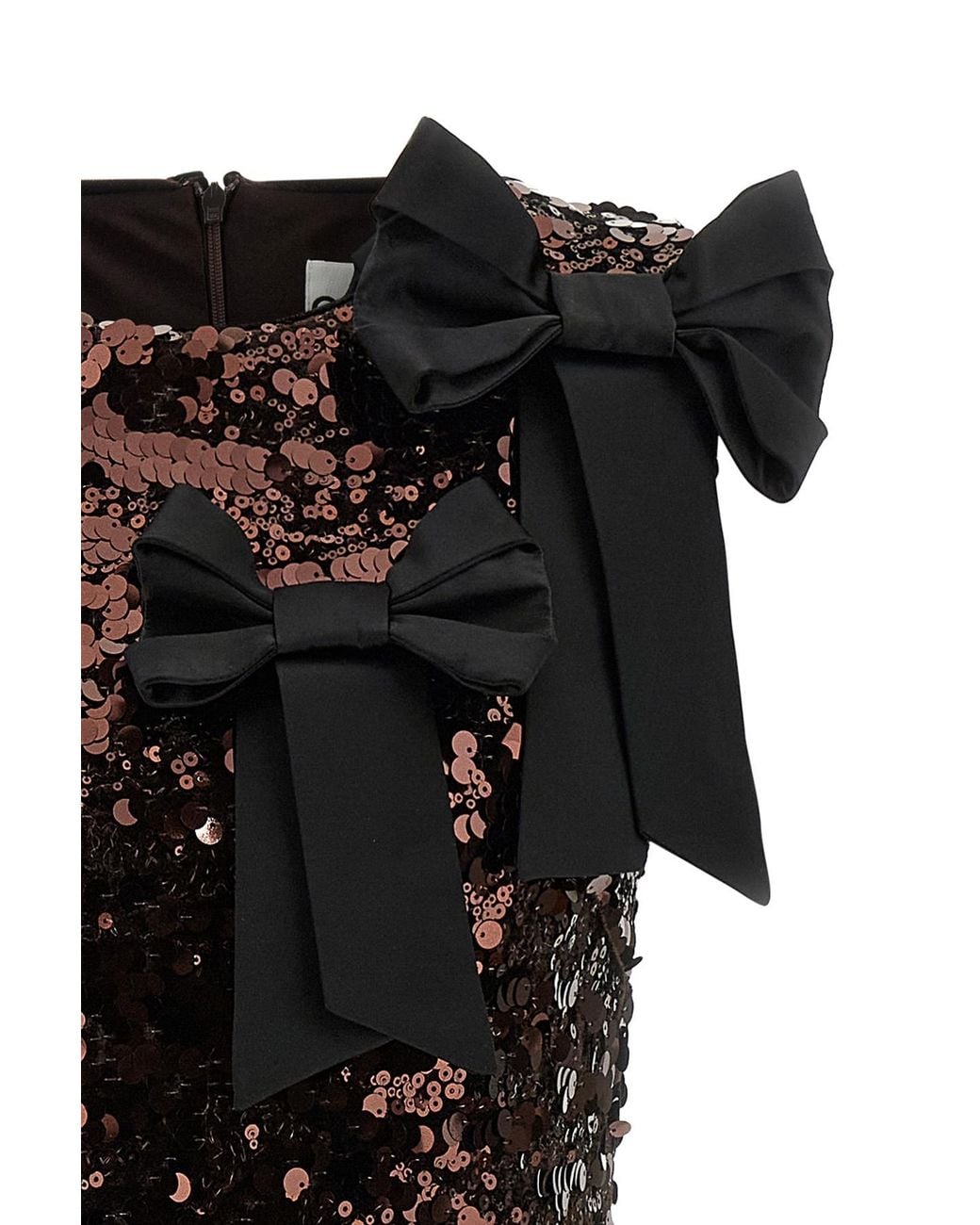 Ganni Brown Velvet Sequins Straight Midi Dress