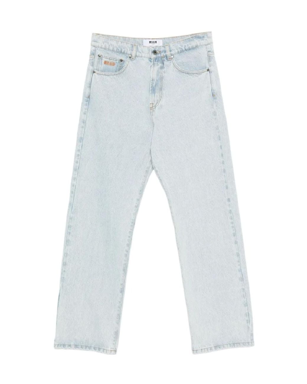 MSGM Blue Marbled Denim Trousers for men