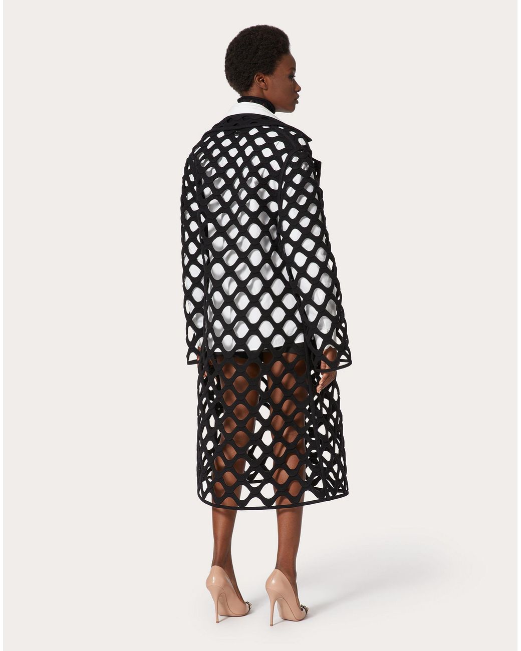 Valentino Black Embroidered Hollow Coat
