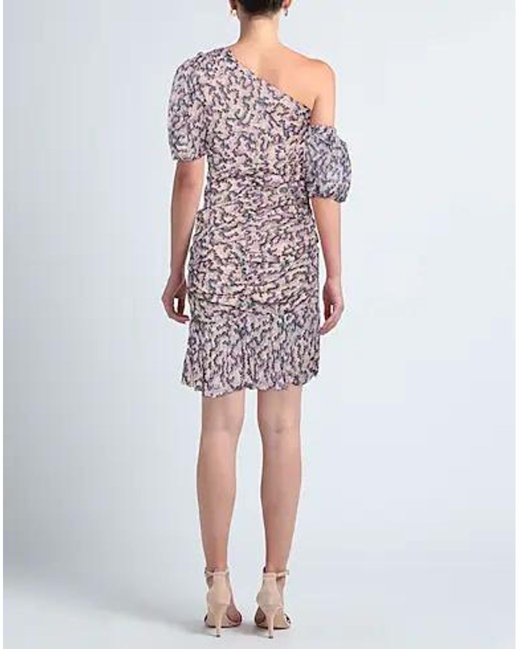 Isabel Marant Purple Floral Off-Shoulder Fitted Dress