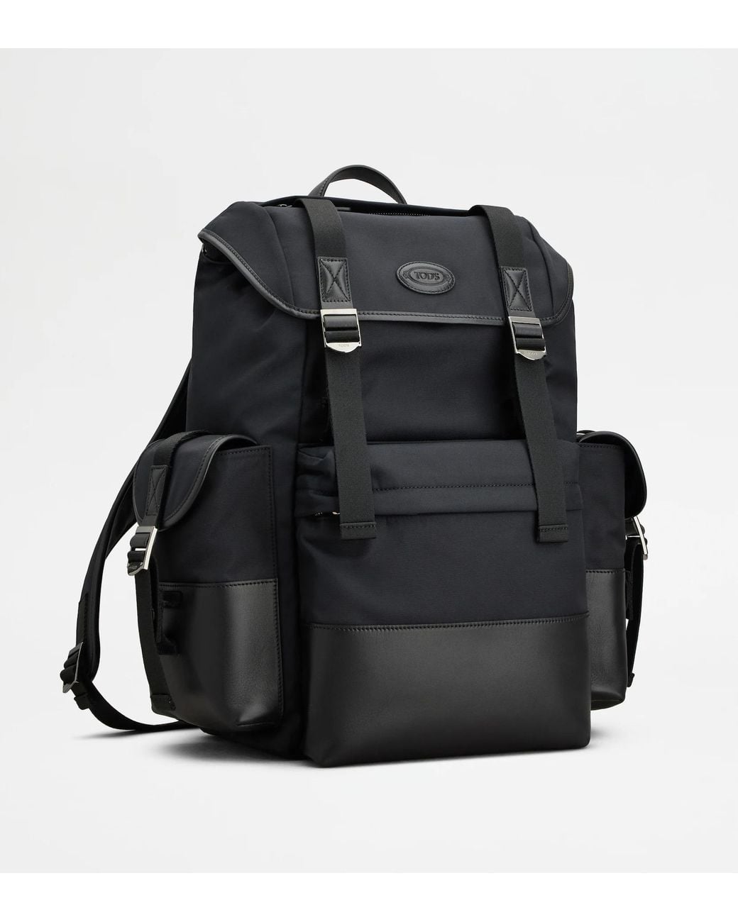 Tod's Black Drawstring Flap Backpack for men