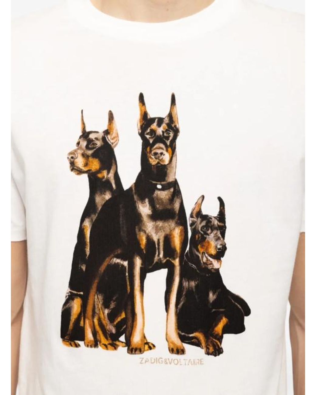 Zadig & Voltaire White Jimmy Dog Print T-Shirt for men