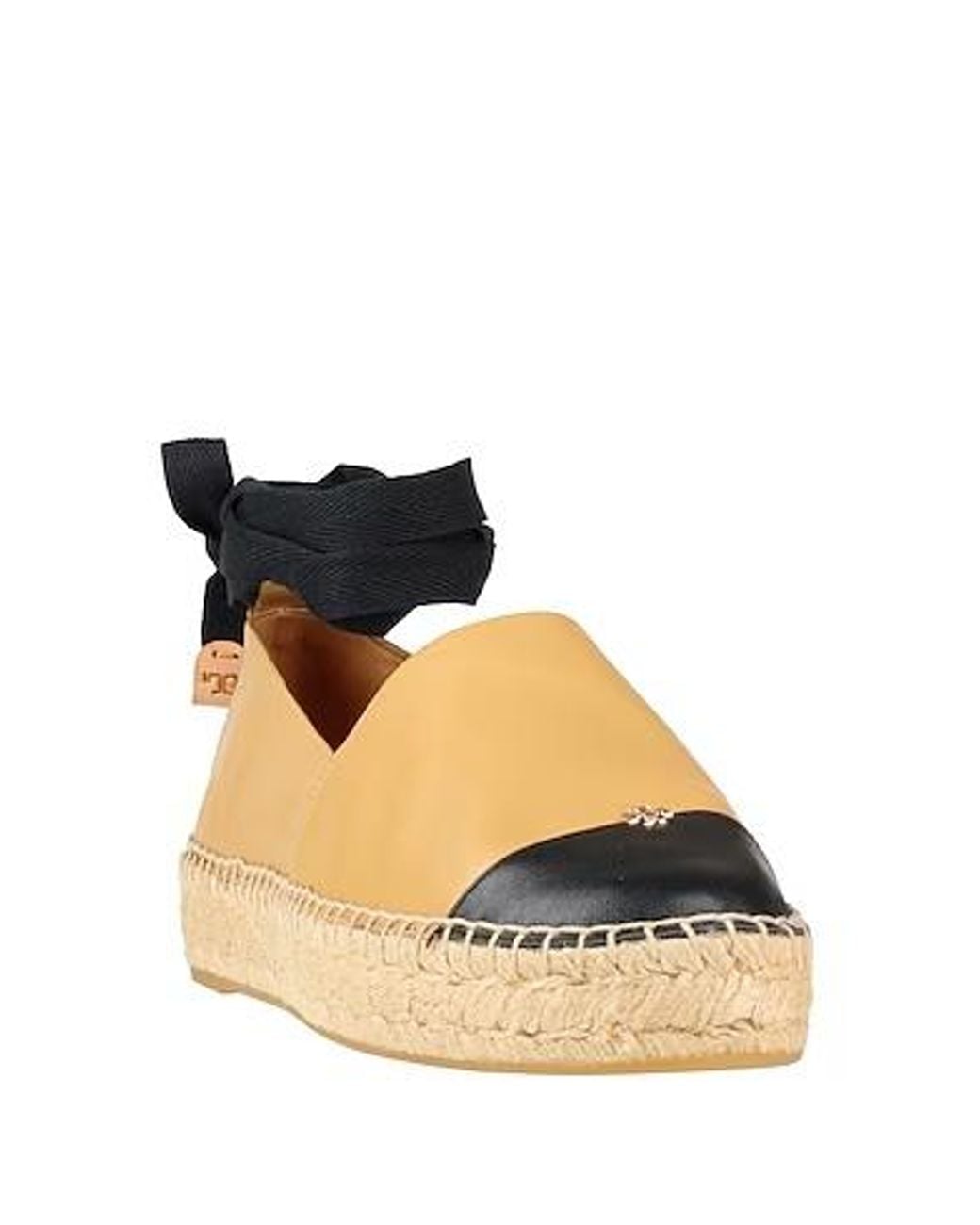 Tory Burch Brown Two-Tone Color Block Straw Shoes