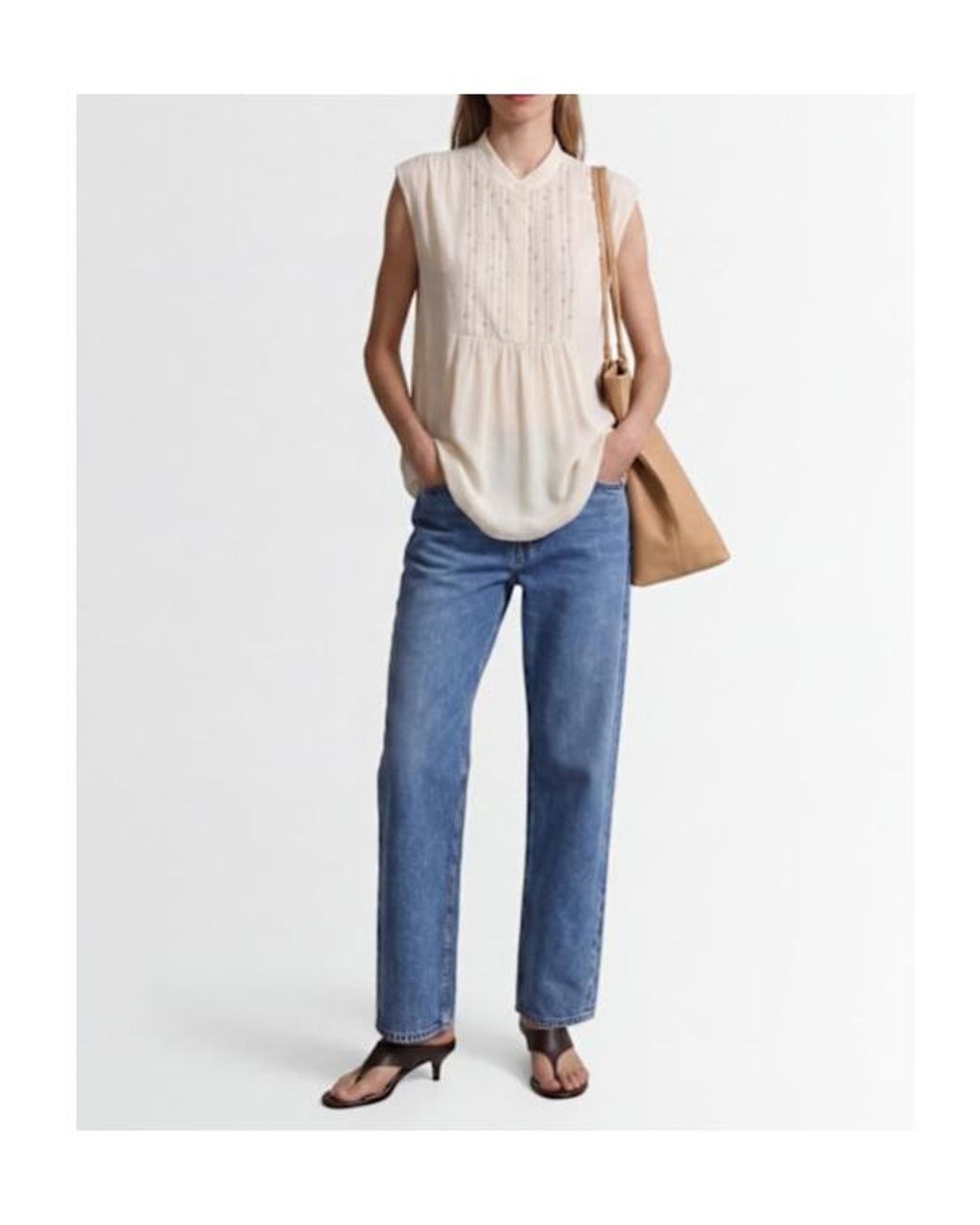 Fabiana Filippi Natural Crepe De Chine Long Top