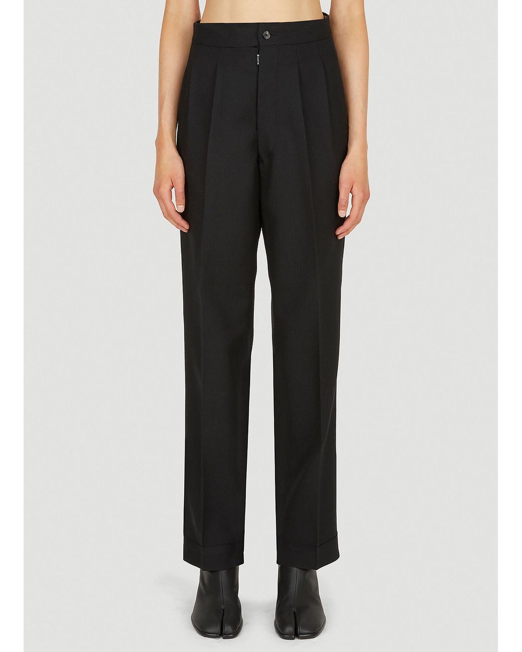 Maison Margiela Blue High-Waist Pressed Crease Trousers