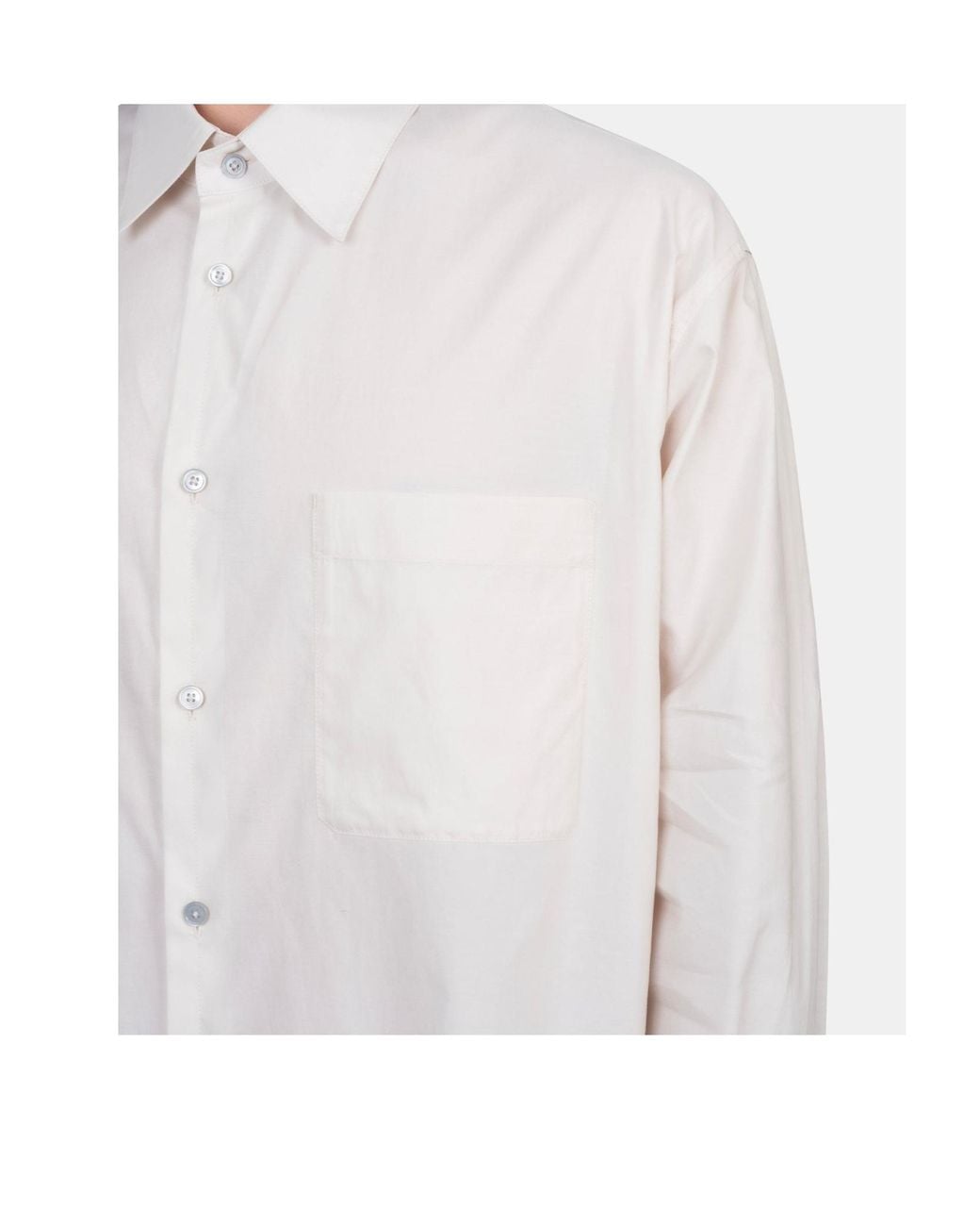 Lemaire White Long-Sleeved Curved Hem Regular Shirt for men