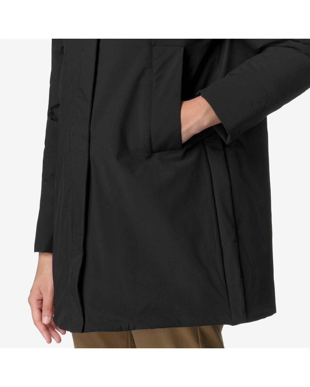 K-Way Black Hooded Padded Coat