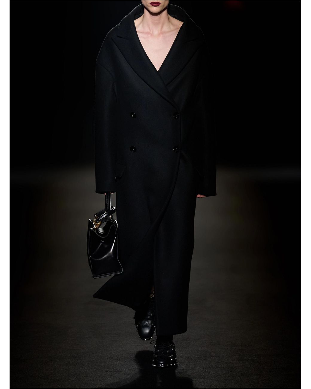 Balenciaga Black Maxi Stola Coat
