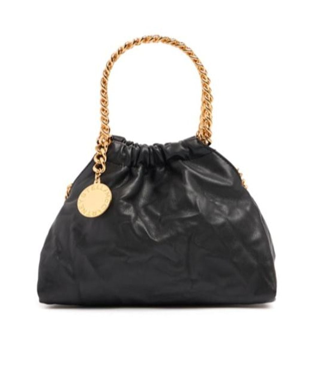 Stella McCartney Black Mini Crinkled Drawstring Bag