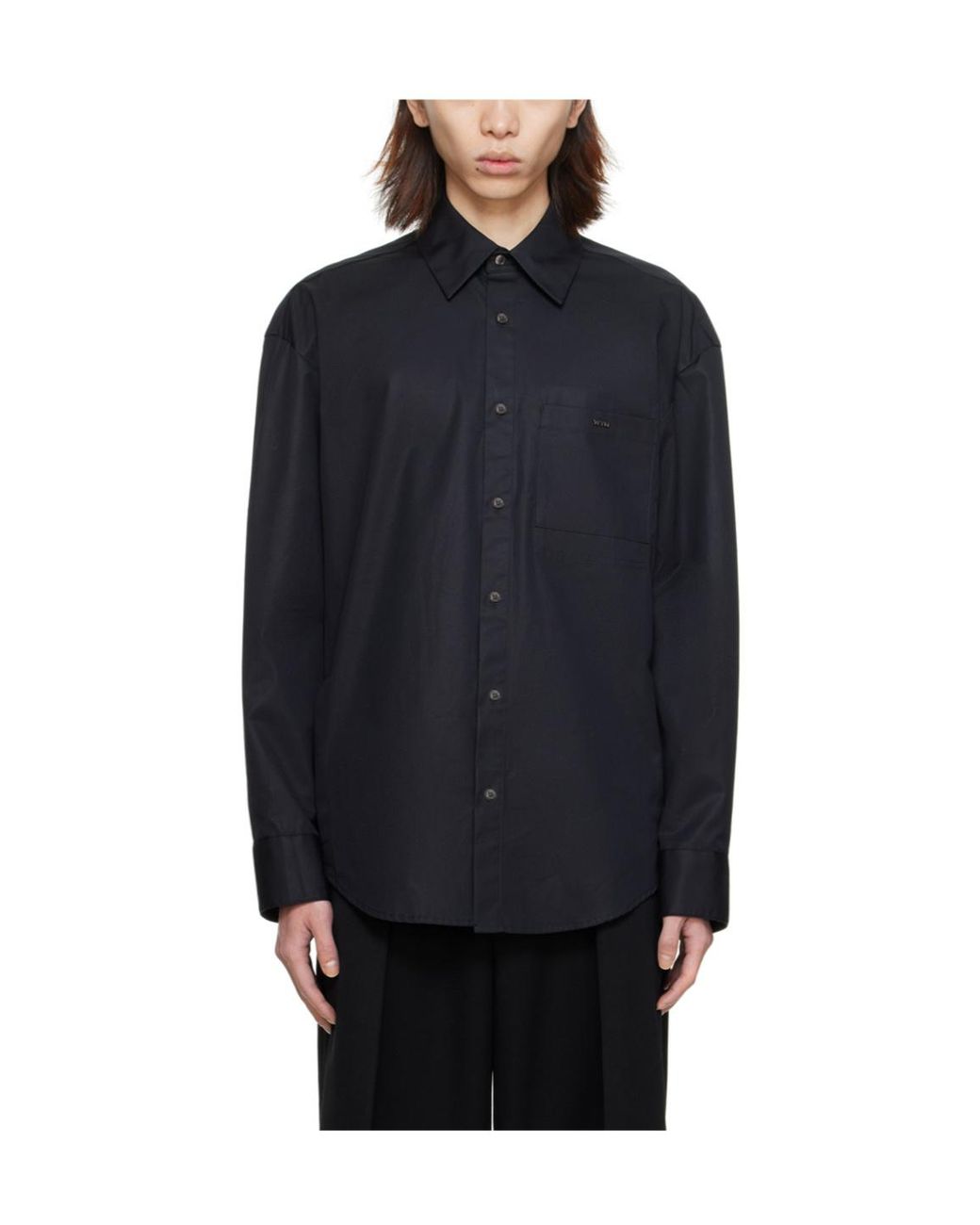 Wooyoungmi Black Pointed Collar Long-Sleeve Shirt for men