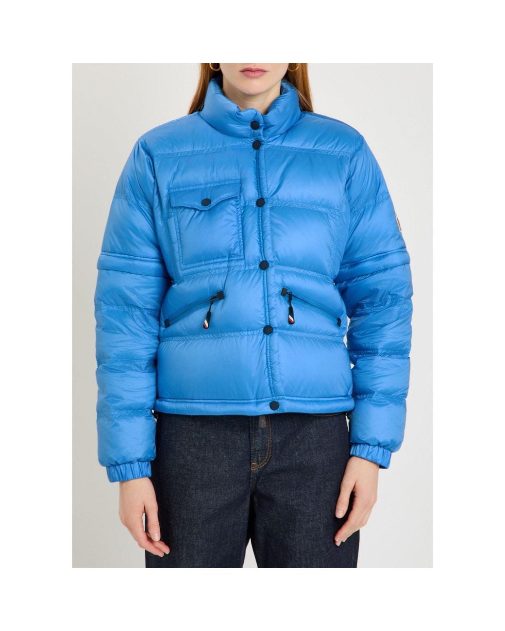 Moncler Blue Stand-Collar Short Down Jacket