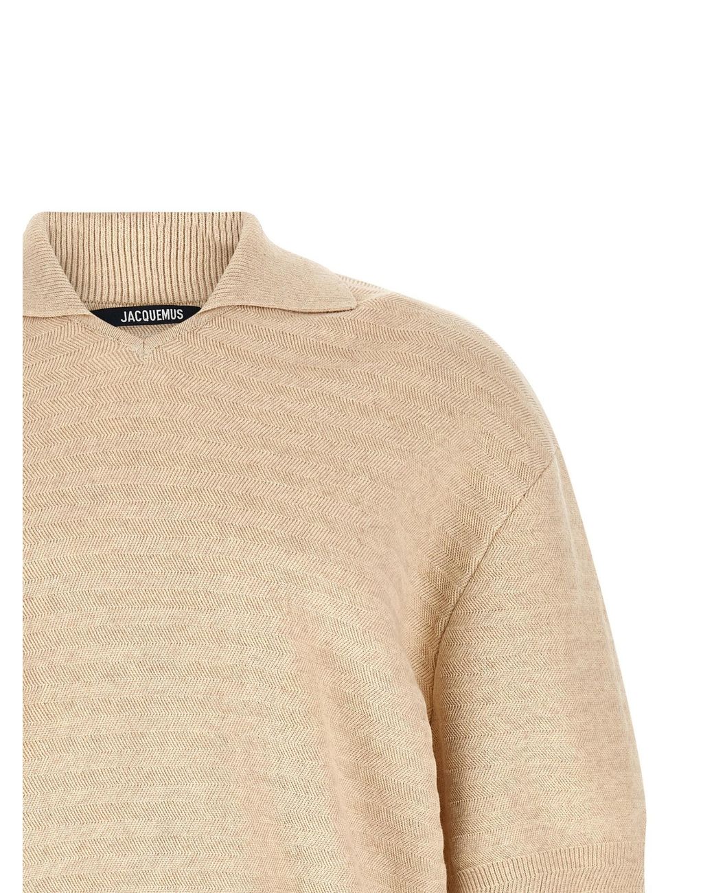 Jacquemus Natural Le Polo Maille Chevron Oversized Polo Shirt for men