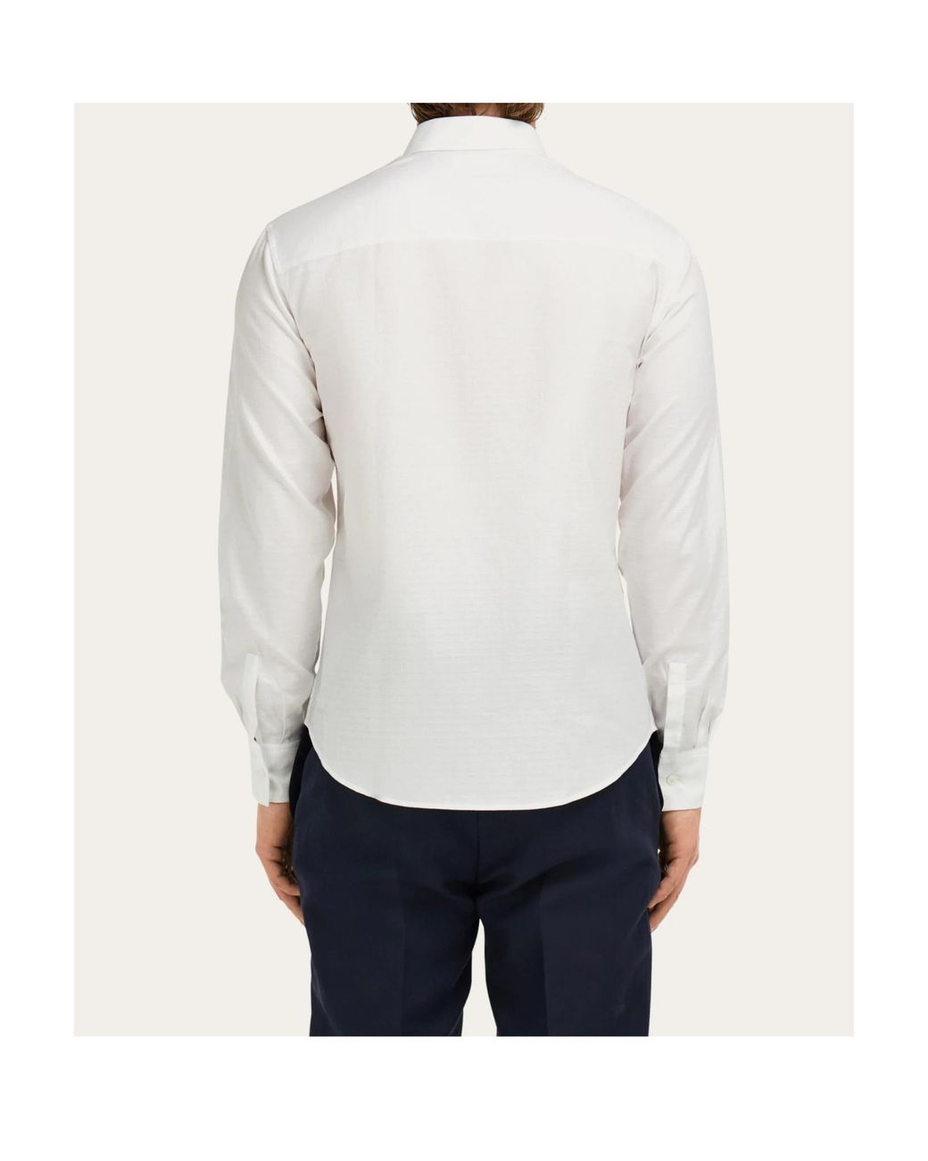 Ferragamo White Ferragamo Logo Jacquard Long-Sleeved Shirt