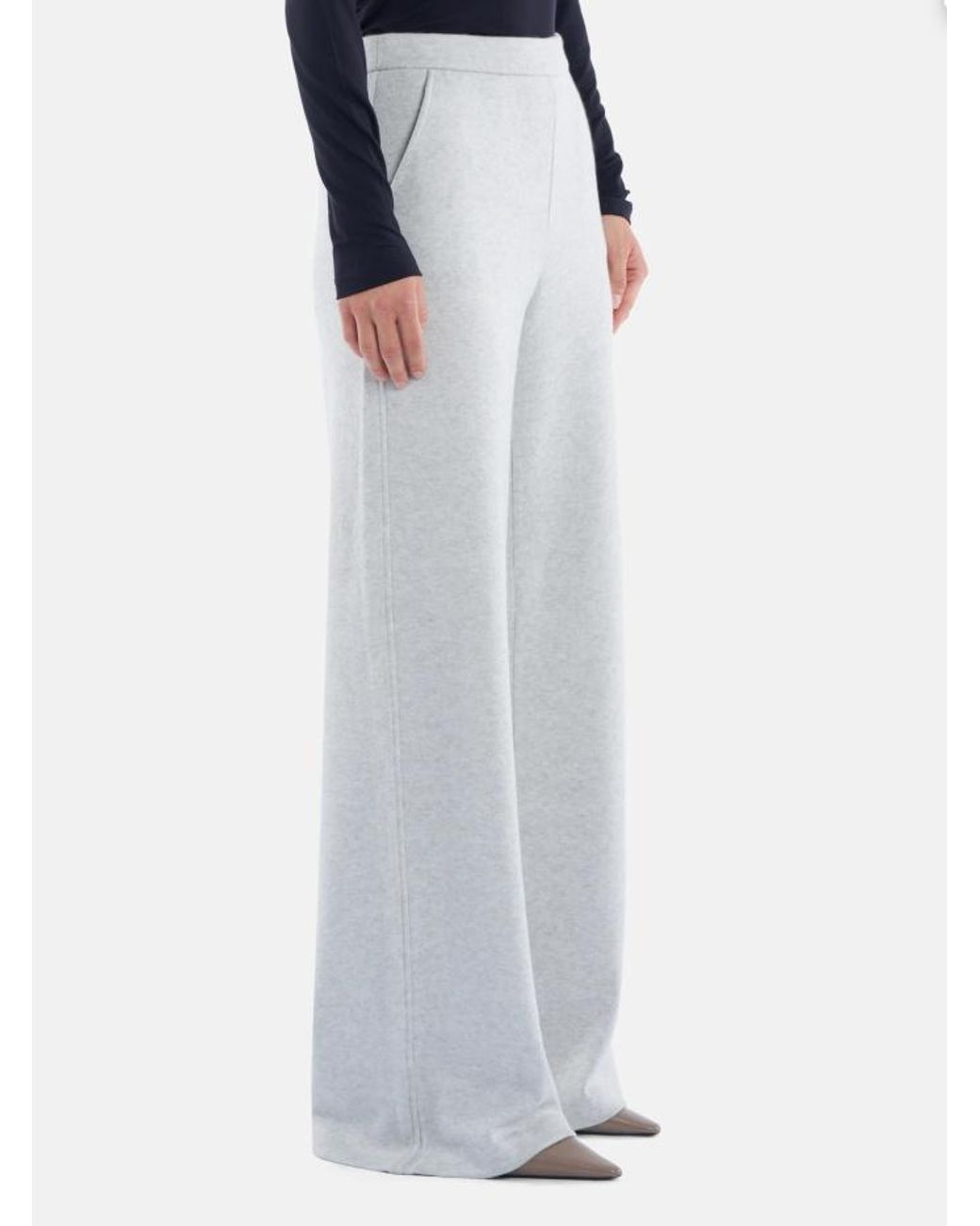 Dondup White Wide-Leg Viscose Trousers