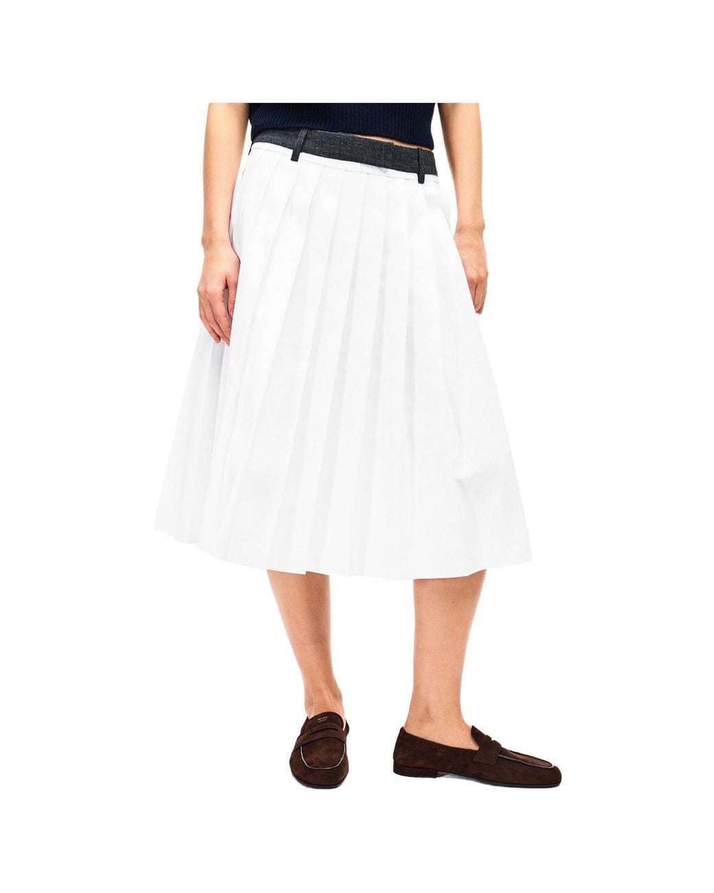 Prada White Midlength Pleated Skirt