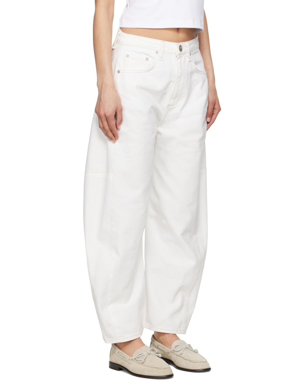 Rag & Bone White Denim Shorts With Belt Loops