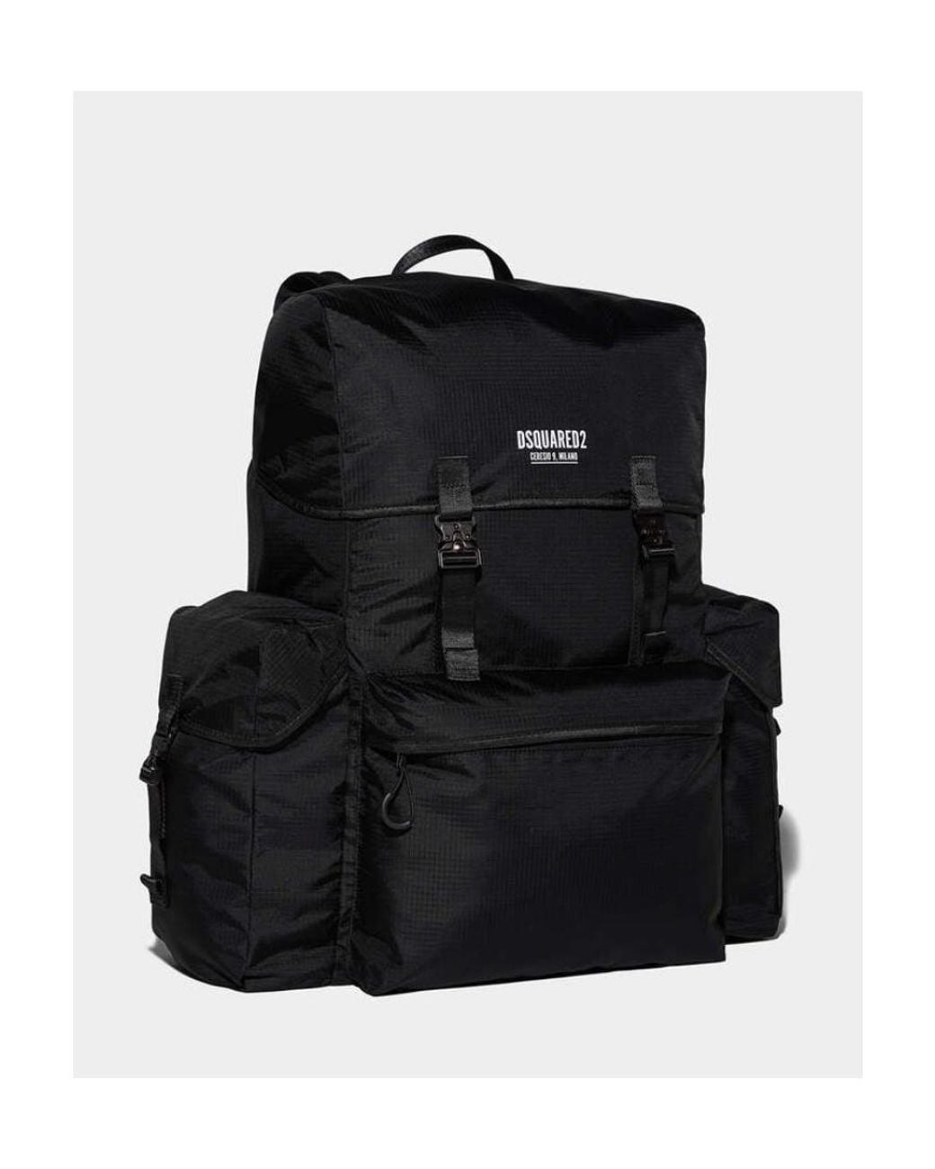DSquared² Black Big Logo-Print Backpack for men