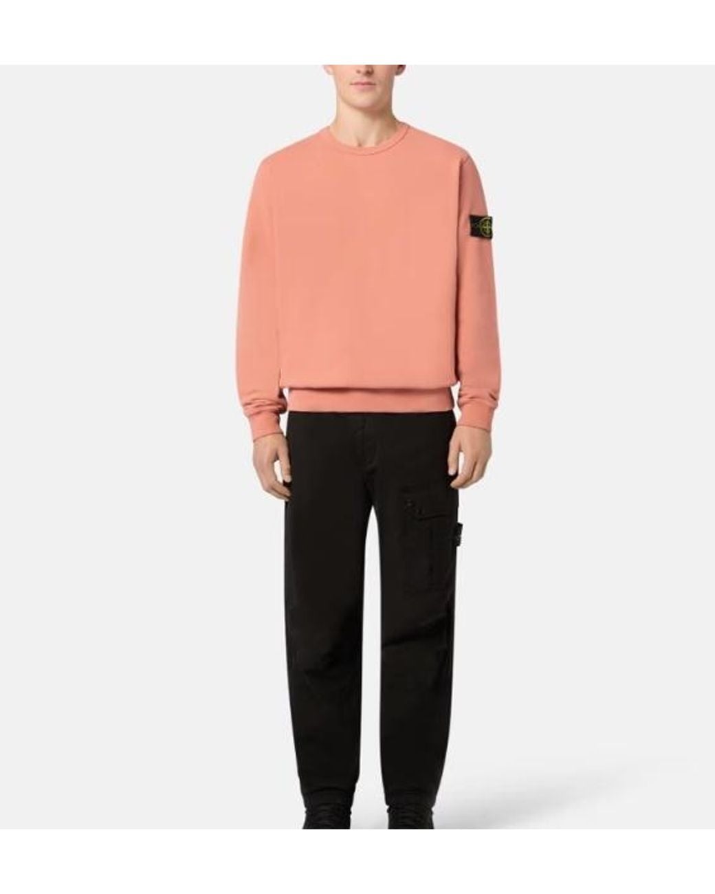 Stone Island Pink Compass-Patch Crewneck Sweatshirt for men