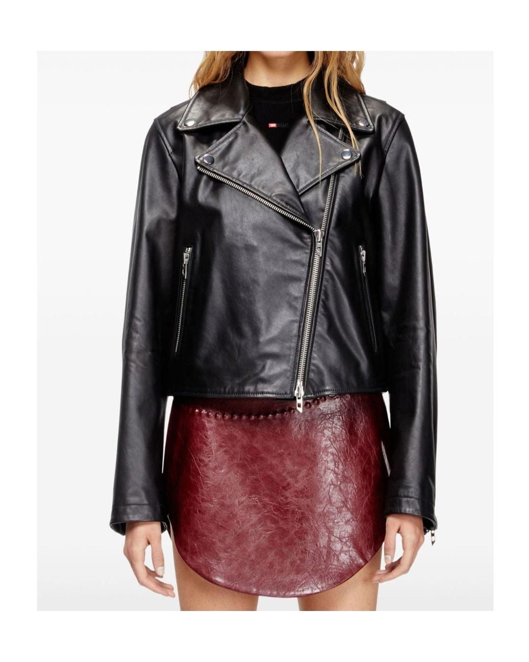 DIESEL Black Cowhide Leather Jacket