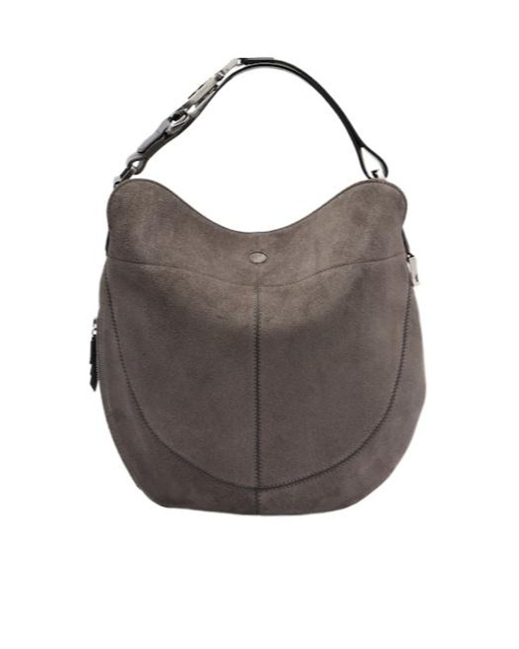 Lemaire Gray Quiver Clip Medium Suede Shoulder Bag