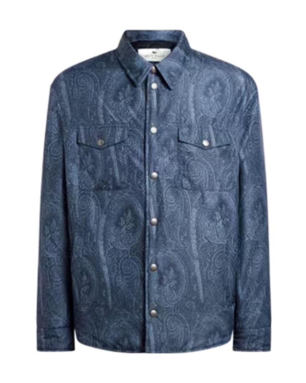 Etro Blue Paisley Overshirt Jacket for men