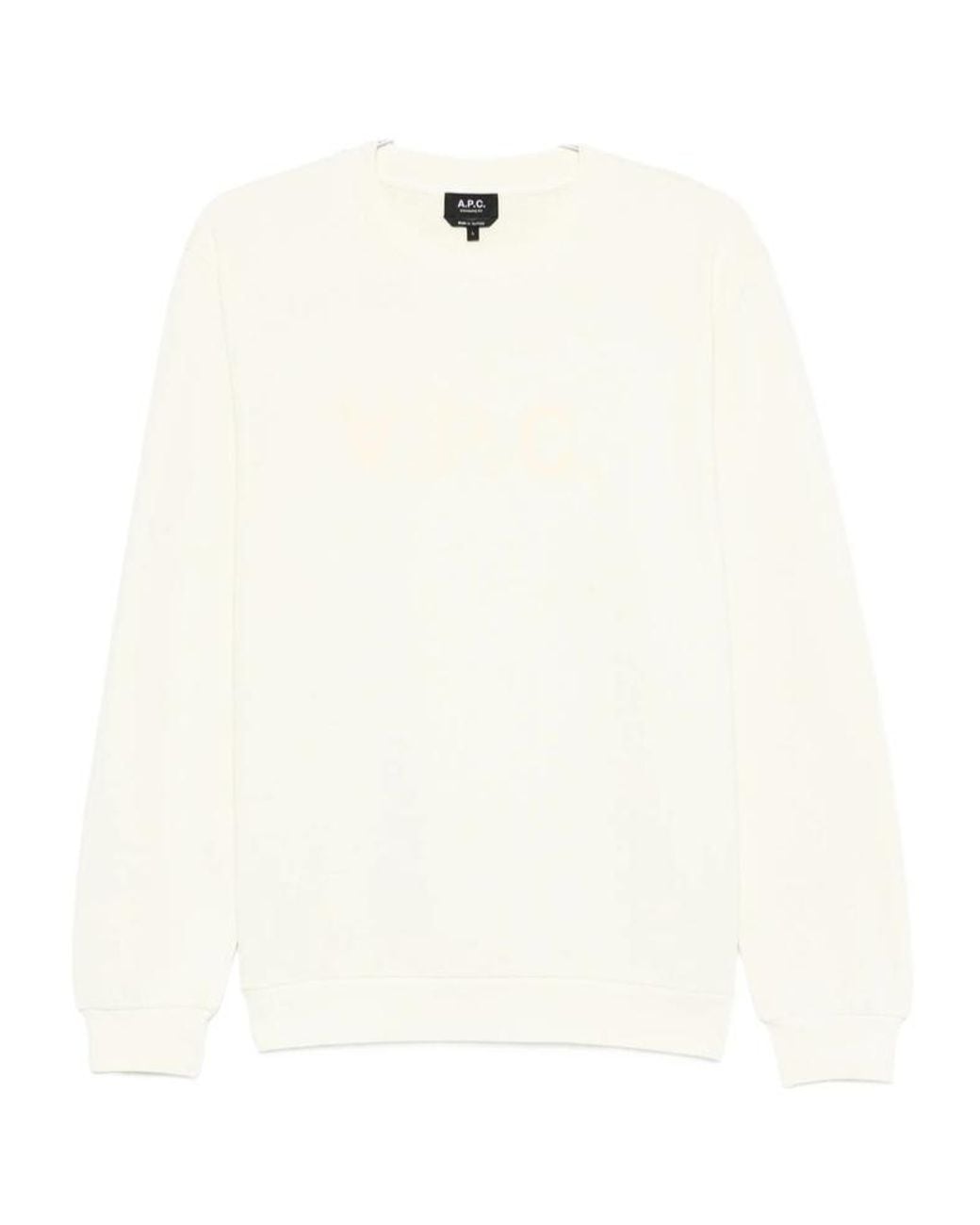 A.P.C. White Logo Crew-Neck Sweatshirt for men