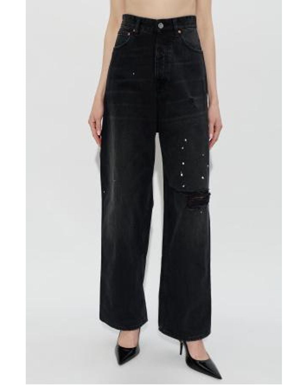 Vetements Black Distressed Wide-Leg Jeans