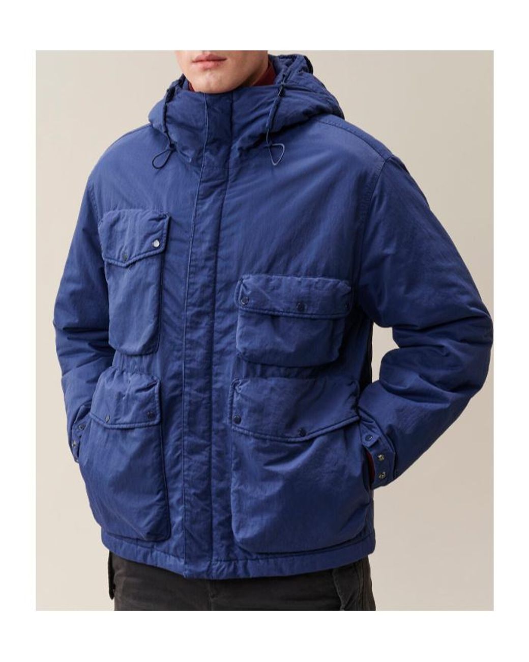 C P Company Blue T-Flatt Goggle Hooded Jacket for men