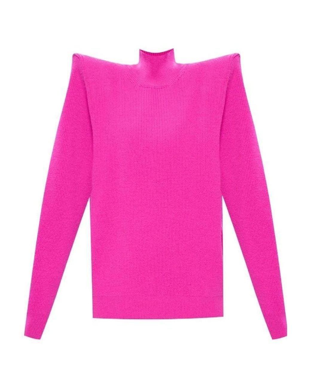 Balenciaga Pink Long-Sleeve Wide Shoulder Jumper