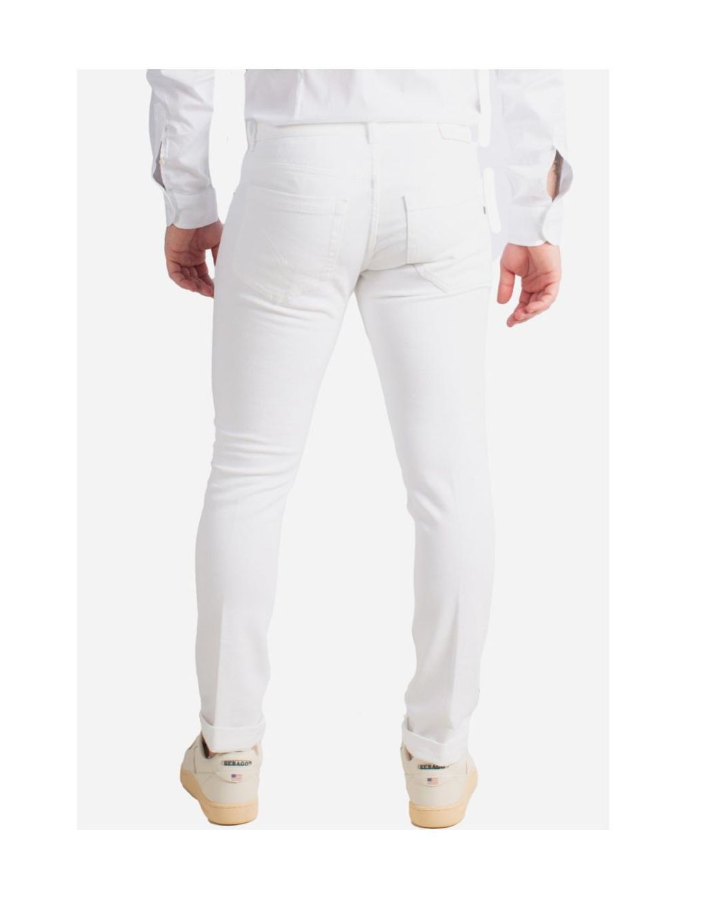 Dondup White Belt Loop Jeans for men