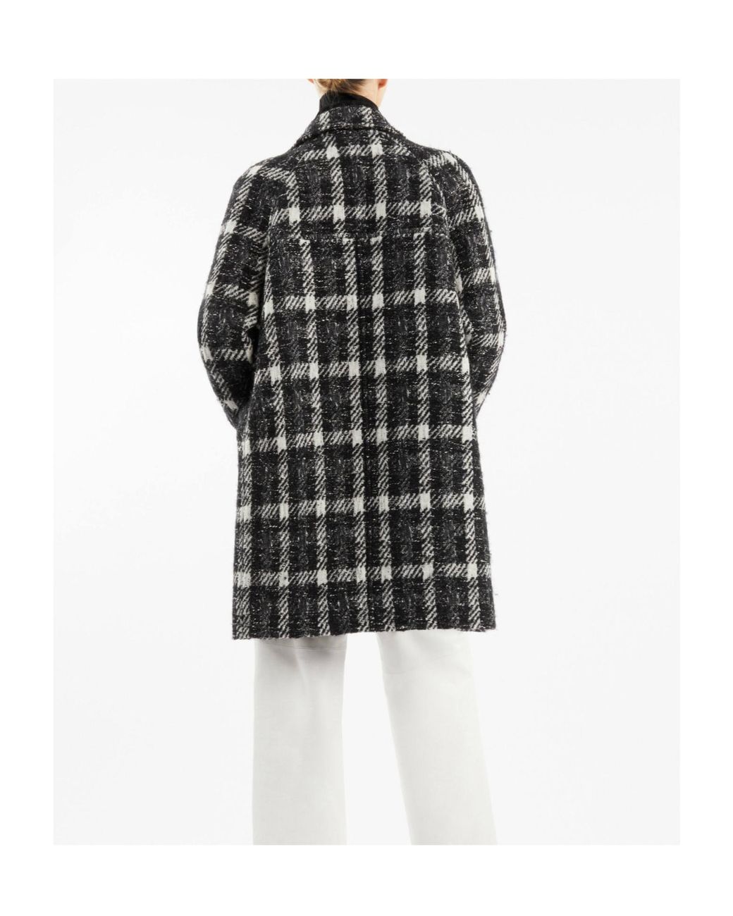 Fay Black Plaid Double-Breasted Coat
