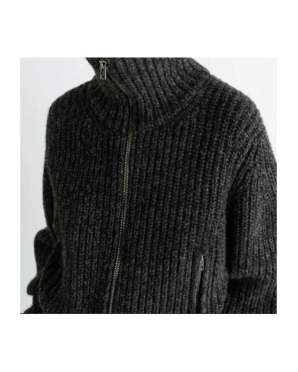Lemaire Black Zip-Up Knitted Cardigan