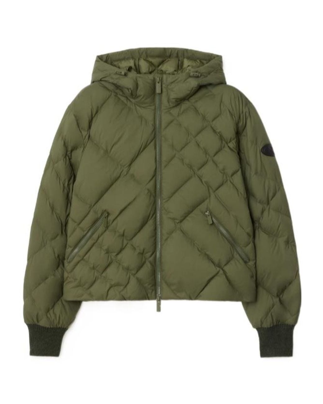 Burberry Green Check-Stitch Nylon Delley Puffer Jacket