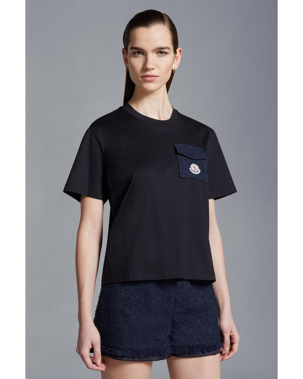 Moncler Black Tweed Pocket Crewneck T-Shirt