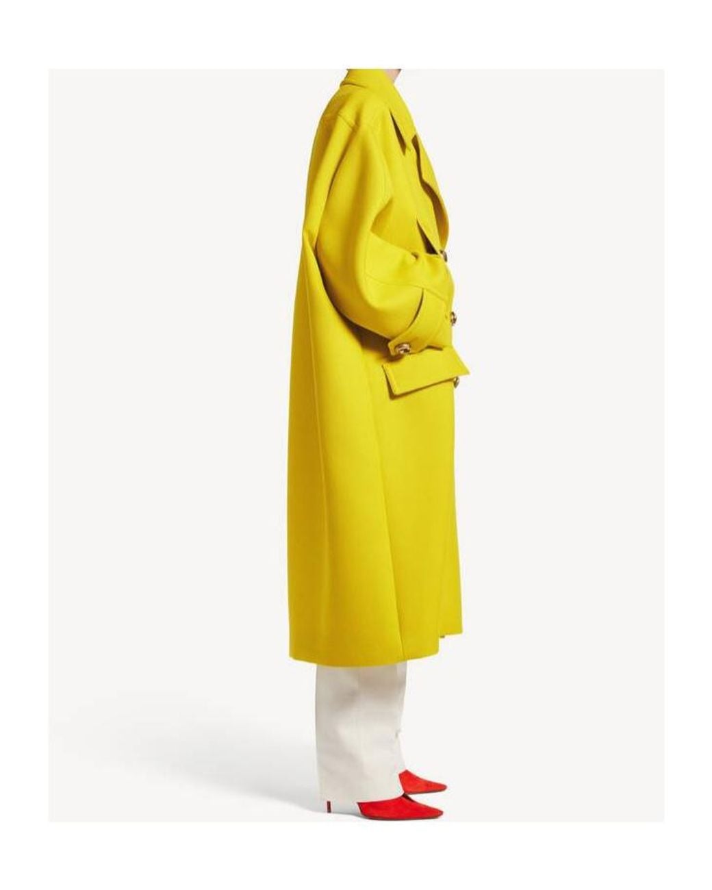 Balenciaga Yellow Double-Breasted Long Coat