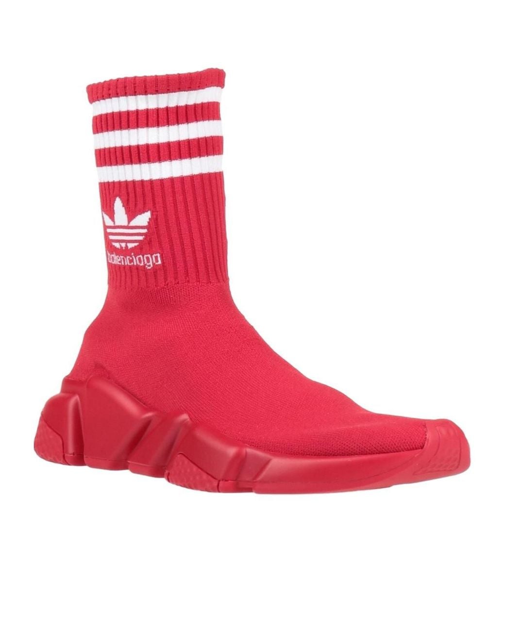 Balenciaga Red Solid Color Sock-Style Sneakers