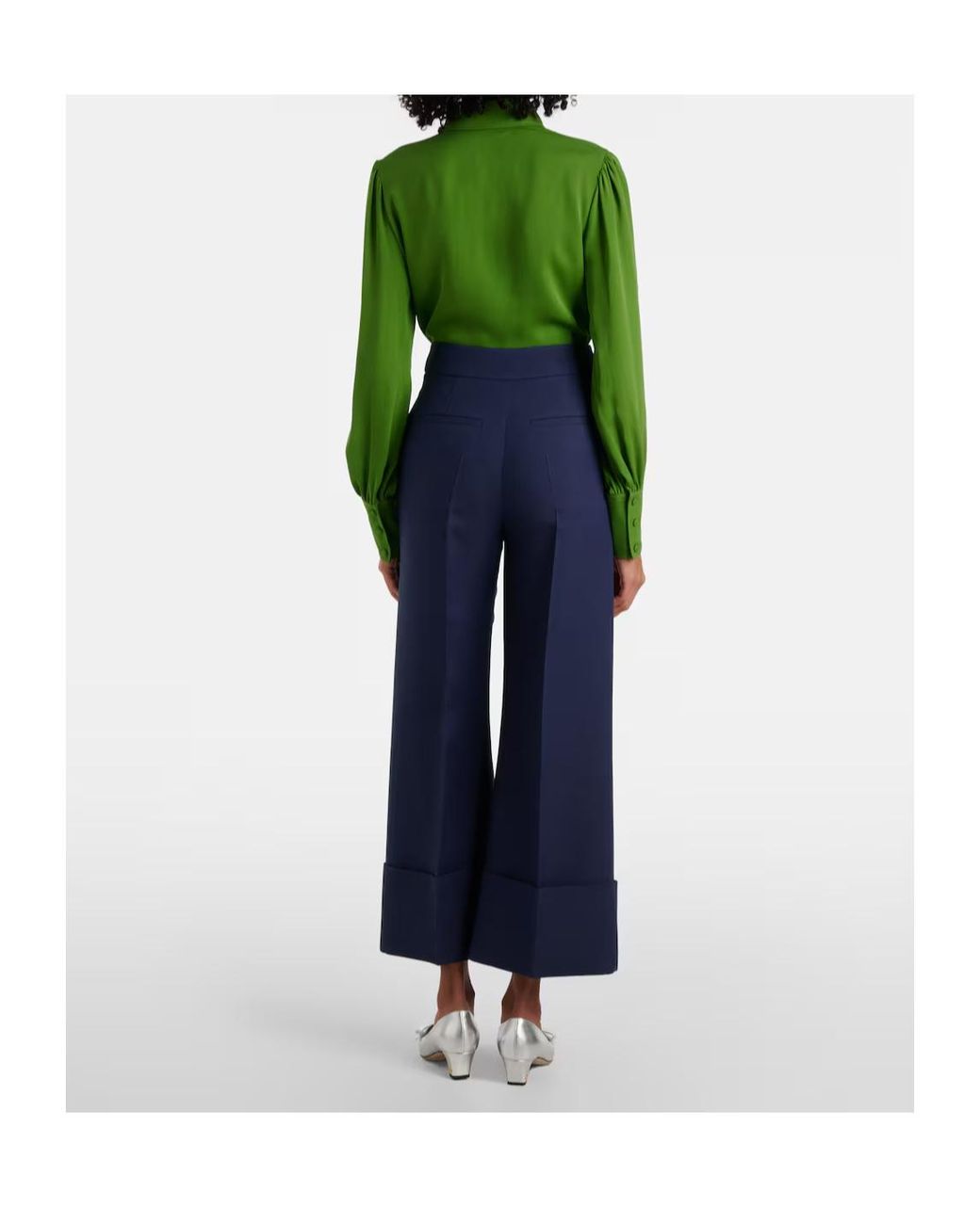 Valentino Blue Crepe Couture Wide-Leg Pants