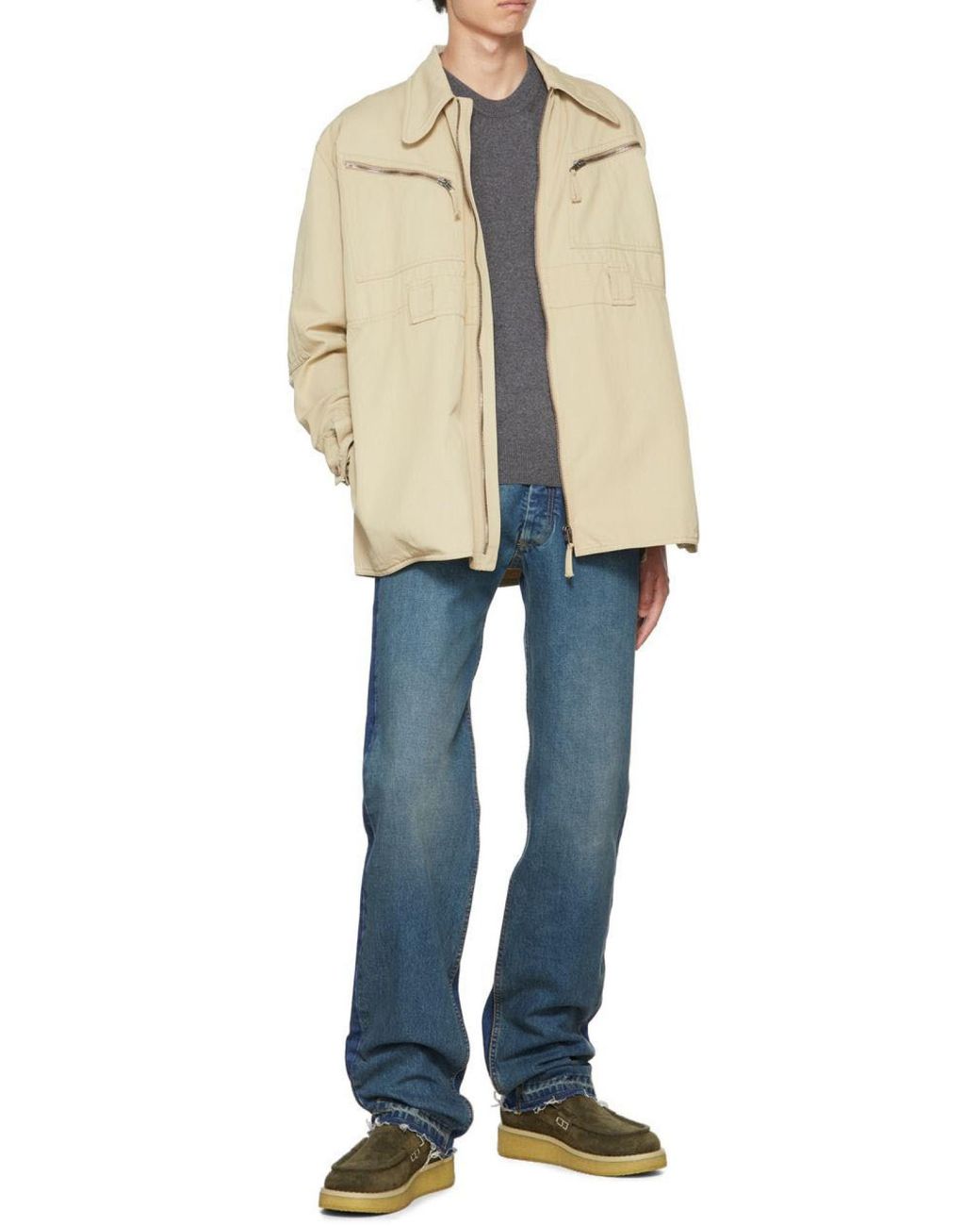 Maison Margiela Gray Signature Four-Stitch Crewneck Jumper for men