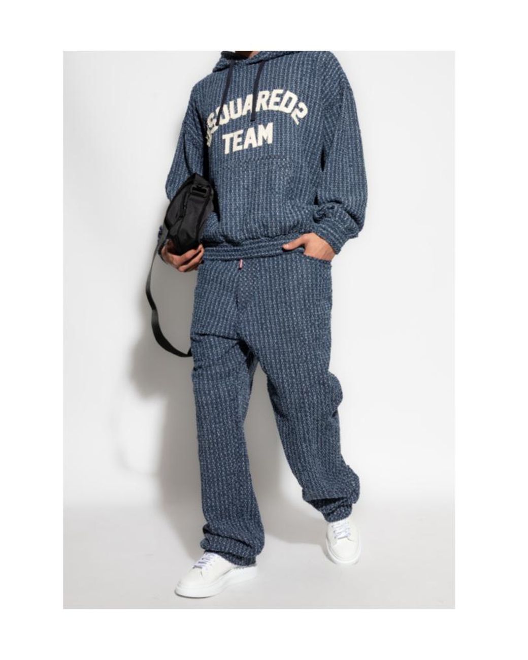 DSquared² Blue Logo-Patch Hoodie for men