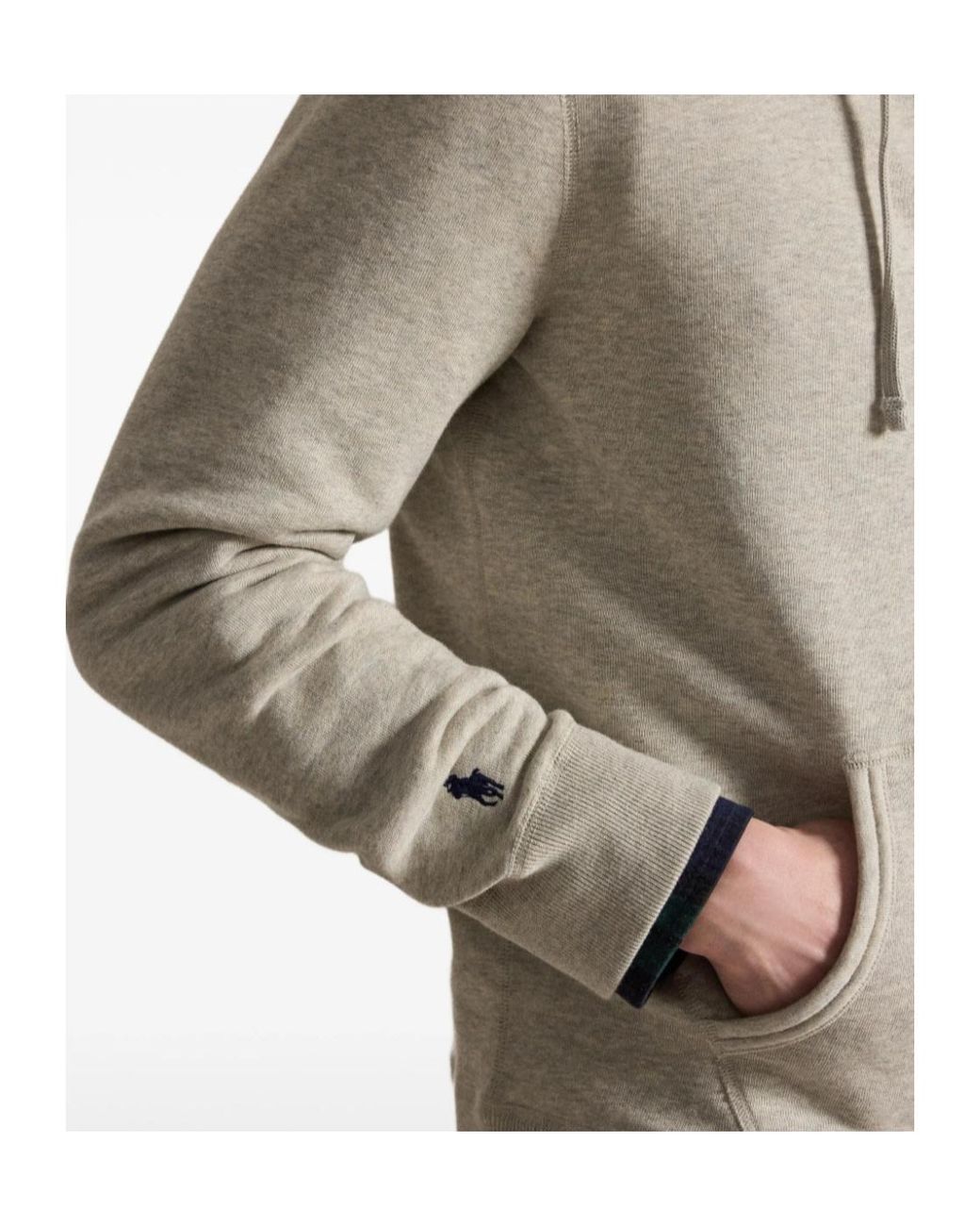 Polo Ralph Lauren White Logo Embroidered Zip-Up Drawstring Hoodie for men