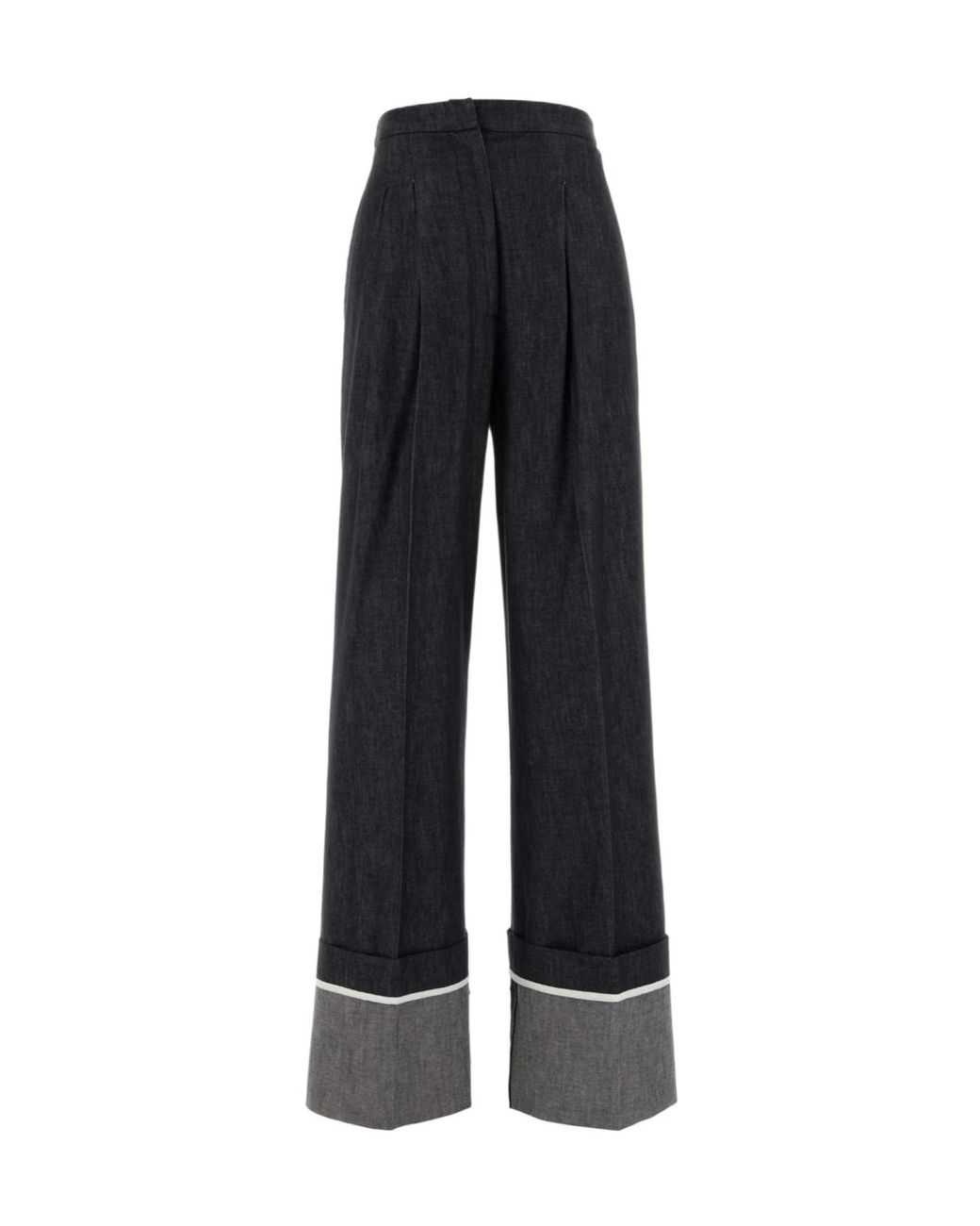 Pt Pantaloni Black Pt Torino Grace Wide-Leg Cuffed Pants