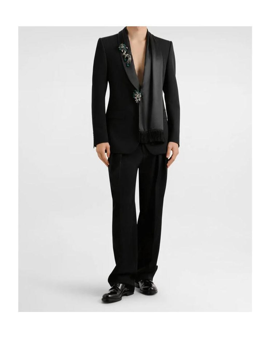 Dolce & Gabbana Black Shawl Lapel Single Breasted Satin Jacket for men
