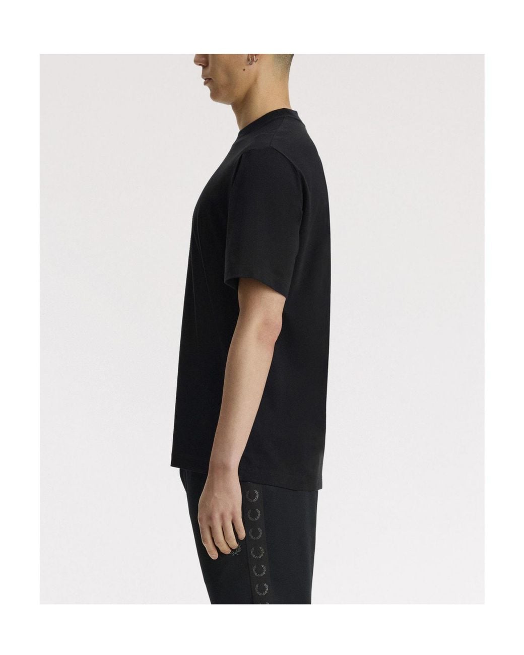 Fred Perry Black Cotton Short Sleeve Crew Neck Tee for men