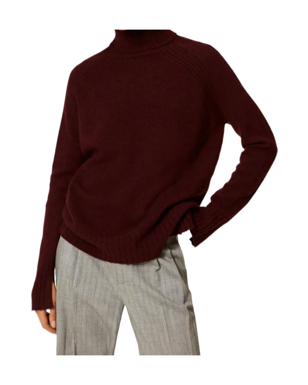 Twinset Purple Turtleneck Ribbed Jumper