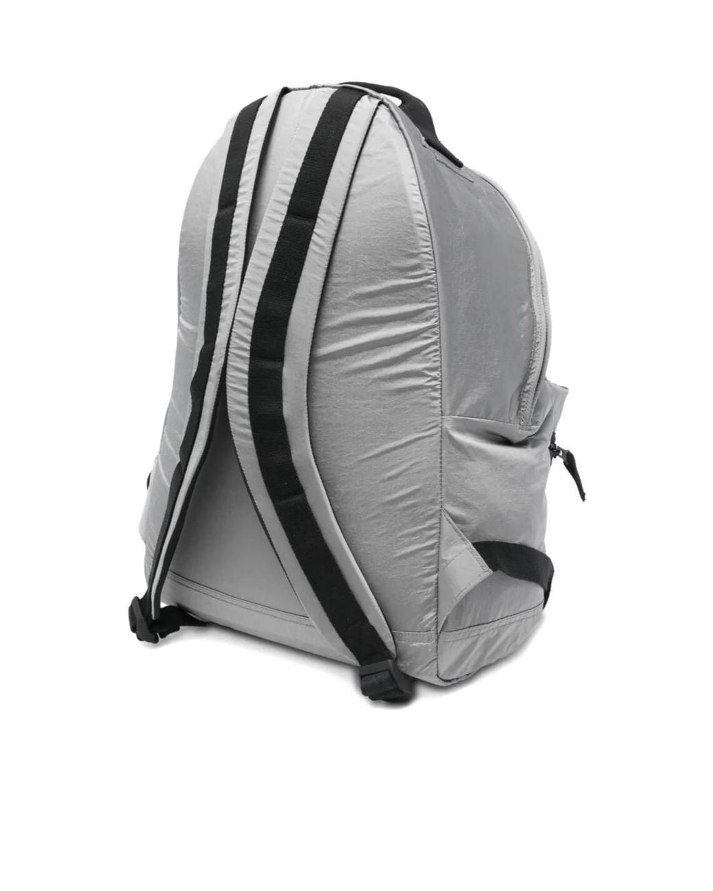 Stone Island Gray Logo Patch Zipped Backpack for men