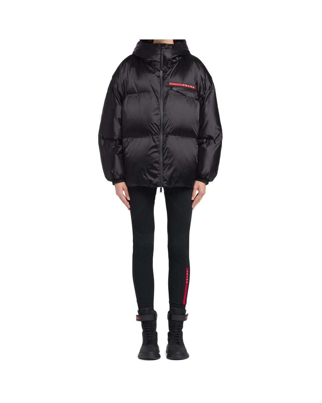 Prada Black Oversized Technical Re-Nylon Down Jacket