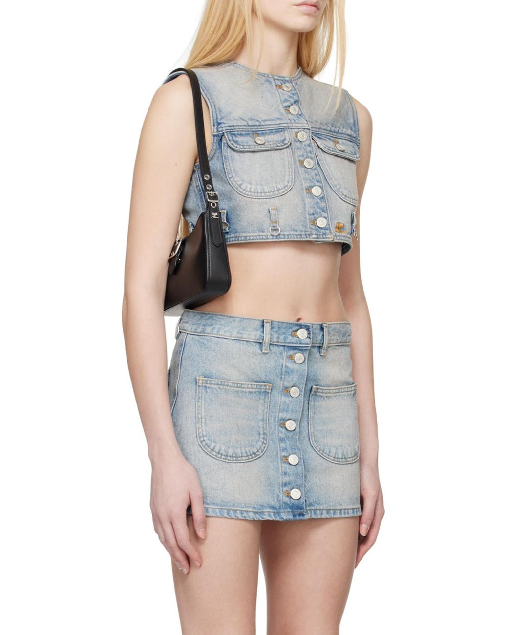 Courreges Blue Courrèges Multiflex Denim Cropped Vest