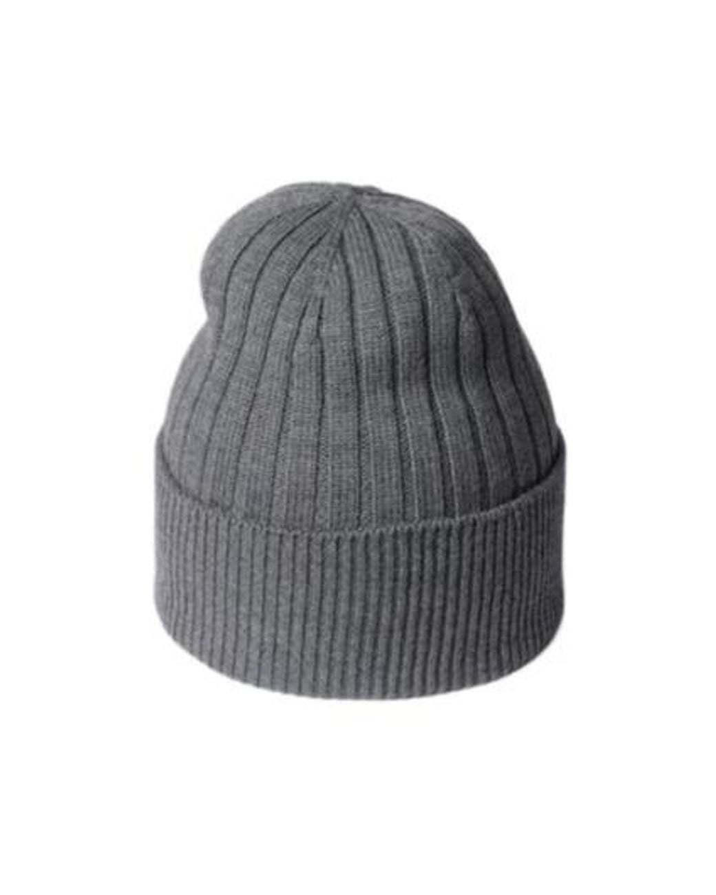Gucci Gray Logo Patch Ribbed Beanie for men